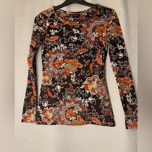 INC International Concepts Floral Long SLeeve 90’s 2000’s Y2k Top Blouse